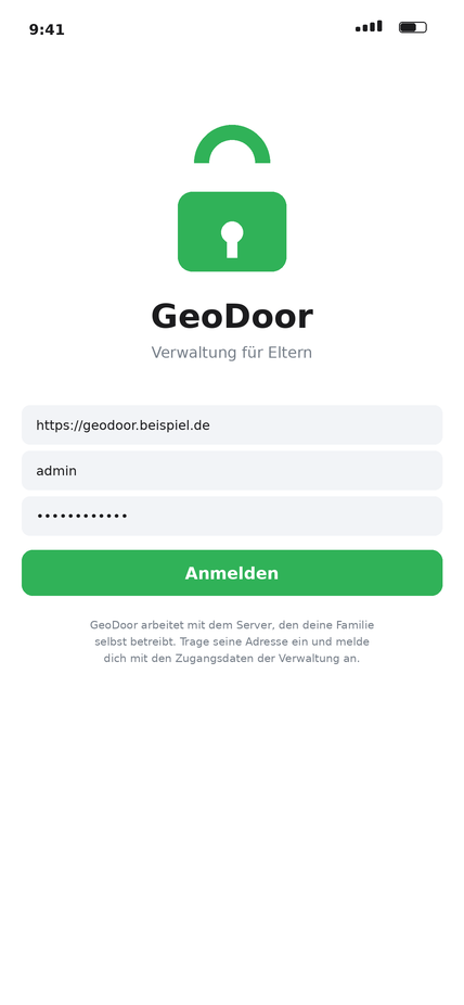 Anmeldebildschirm der iPhone-App